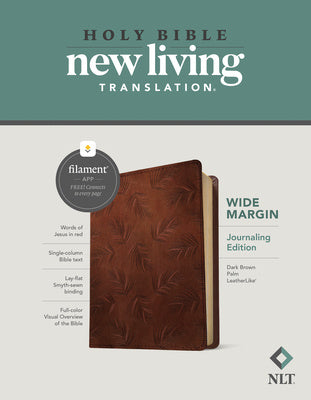 NLT Wide Margin Bible, Filament-Enabled Edition (Leatherlike, Dark Brown Palm, Red Letter) Hot on Sale